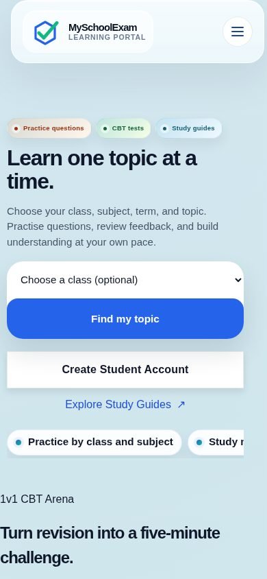 My School Exam on mobile