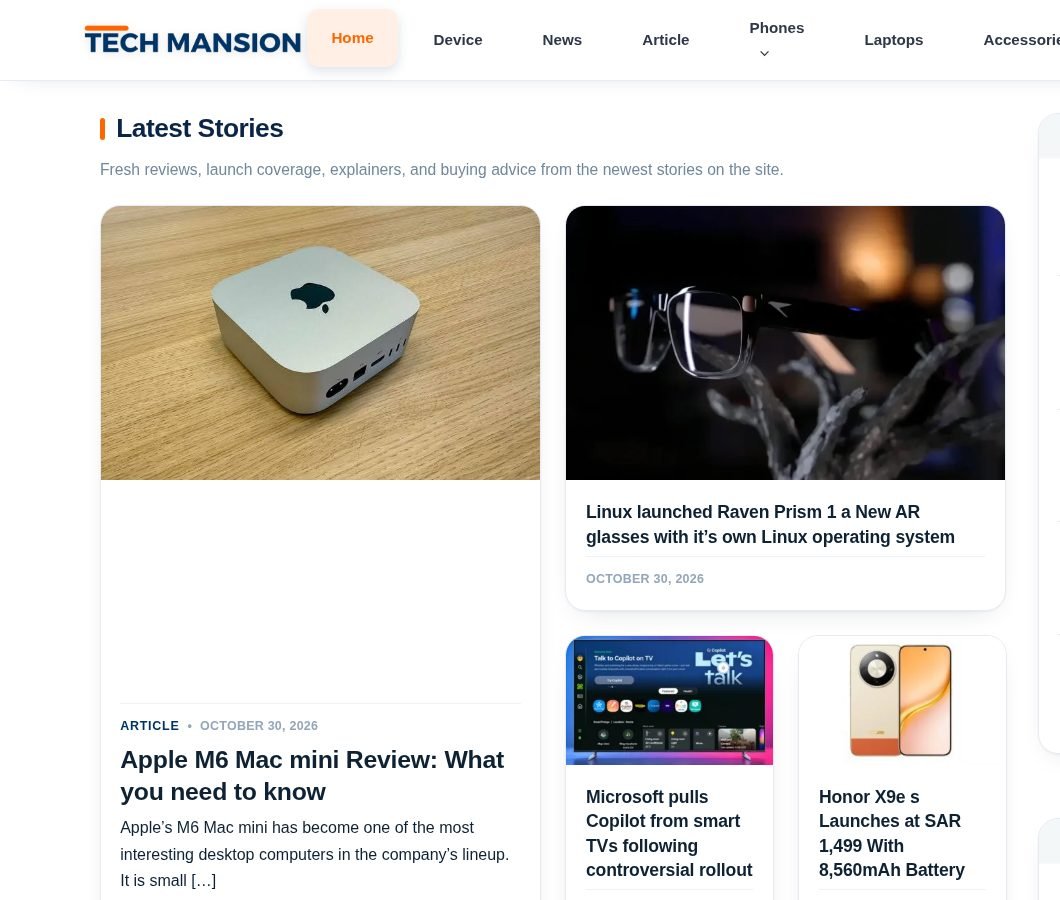 Tech Mansion — media platform and device catalogue