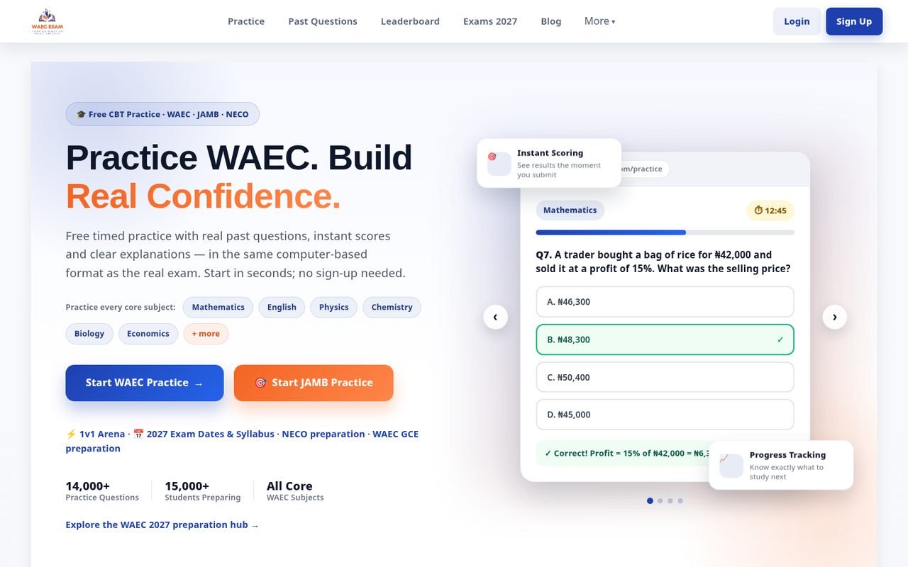 WAEC Exam — CBT exam practice platform