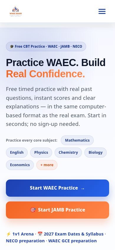 WAEC Exam on mobile