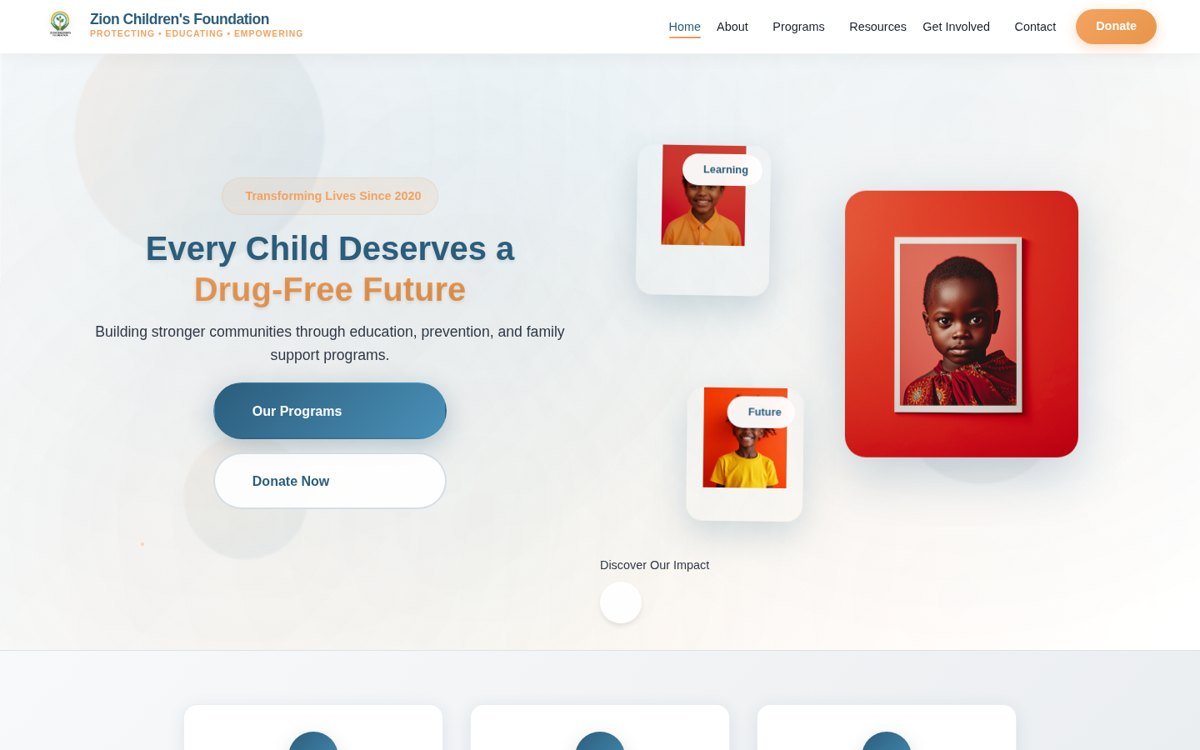 Zion Children Foundation website